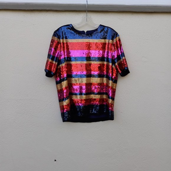 NWT Gin Fizz Striped Sequin Blouse Size XL - Picture 1 of 15